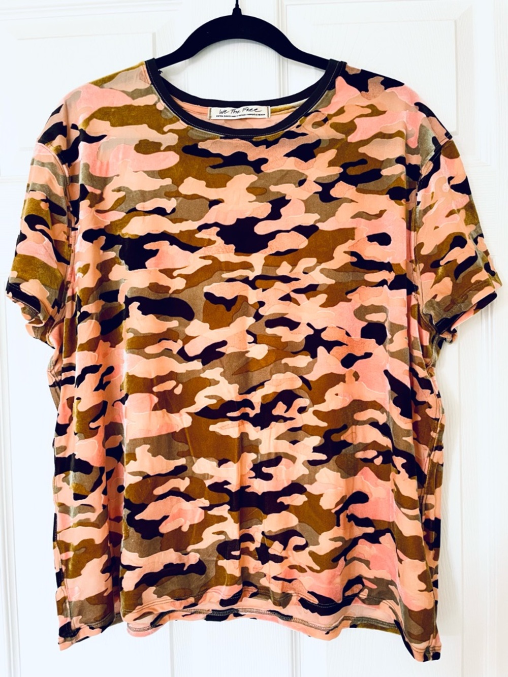 EUC Free People | Teddy Velvet Camo Burnout Tee Oversized | We The Free